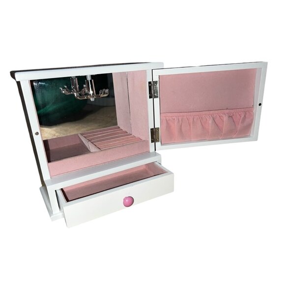 Open Front Wooden Jewelry Box Chest for Girls 8" x 8" Flowers & Butterflies with - Picture 8 of 16